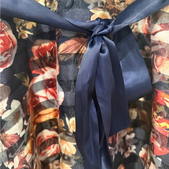 SLNY Navy and Floral A-Line Skirt/dress - Picture 5 of 7